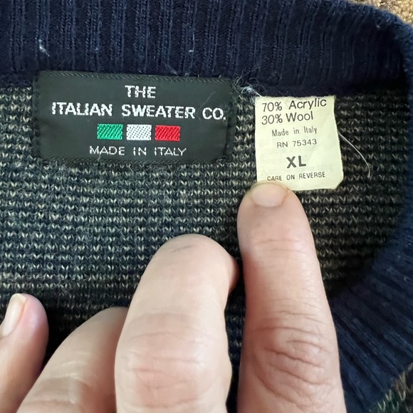 The Italian sweater.co Wool blend made in Italy grandpa sweater Sz XL - Picture 2 of 7